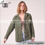 COOL style GOLD-TONE rivet long sleeves and shirt collar ladies jacket