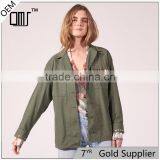 COOL Style GOLD-TONE Rivet Long Sleeves and Shirt Collar Ladies Jacket thumbnail-1