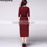 Wholesale Simple Striped Long Dress With Belt thumbnail-3