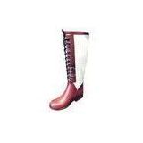 Size 38 Fashion Brown Knee Women Rubber Rain Boots With Lace Up