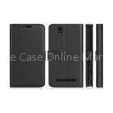 Black Sony Xperia C3 Leather Mobile Phone Case Wallet Cover With Stand