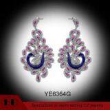 Micro Pave And Enamel Craft Zirconia Silver Trendy Peacock Earrings thumbnail-1