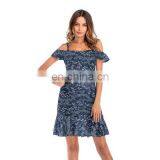 Plus Size Lotus Leaf Floral Dress Chiffon Suspenders Summer French European and American V-neck 2020 Factory Direct Sales thumbnail-5