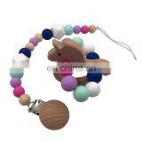 Цепочка для соска из силикона с животными. Игрушки для прорезывания зубов из силиконовых бусин с животными