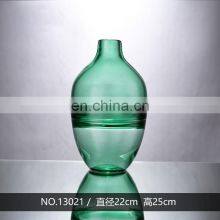 Modern Nordic Regular Shape Green Colored Crystal Glass Vase For Home Decoration thumbnail-2
