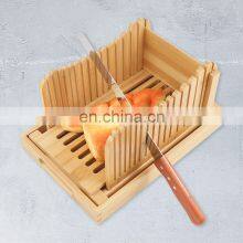 Adjustable Foldable Compact Cutter Bamboo Bread Slicer Cutting Board With Bread Knife thumbnail-2