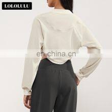 Causal Long Sleeves Quick Dry Crop Tops Sports Women Loose Minimal Bolero Jackets 82nylon 18spandex thumbnail-2