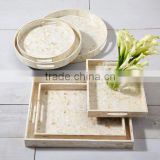 High end quality best selling set of special newest designed MOP inlay round and rectangular serving Tray from Vietnam