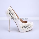 Pure White Wedding Party Dress Shoes, Fashion Patent Women High Heel Platform Bridal Wedding Shoes