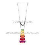 Colored wine glass, Spinning top multicoloured flute glass