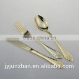 Perfect golden cutlery spoon fork knife with high mirror polishing and low price