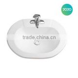chaozhou factory white colour above counter mounted single hole counter top sink z515