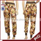 2016 new fashion elastic waist flower print women trousers                        
                                                Quality Choice