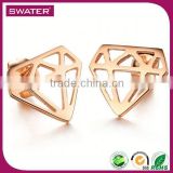 2016 New Products Rose Gold Diamond Shape Beautiful Earrings For Girls
