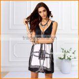 Aliepress Eplosion of European and American Foreign Trade V Collar Waist Dress Code in Large Ice Milk Silk Dress Wholesale thumbnail-3