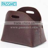 High Quality Leather Storage Basket Genuine Leather Magazine Rack Leather Bin thumbnail-4