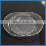 LXHY-P021 Wedding Gold Silver Glass Beaded Charger Plates
