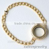 wholesale OEM IPG gold plated stainless steel floating locket bracelet