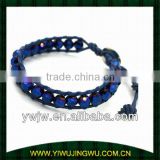 Petrol Blue Beaded Leather Bracelet for 2013 wholesale jewellery