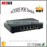 high quality 10/100M 4 port poe switch, poe power output 15.4 watts switch OEM factory