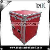3/8" Plywood 4 Drawer Flight Case in Red Color, With Side Desk and Wheels thumbnail-1