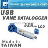 USB Mini Vane Wind Speed Datalogger 32K Memory With DP / WB / HI / WBGT Function Made in Taiwan thumbnail-1