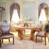 Luxury French Neoclassical Roze Wooden Carving Round Dining Table For 4 People/ European Palace Elegant Dining Room Furniture thumbnail-1