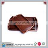 Wooden Vintage BREAKFAST DINNER FOOD WOODEN RECTANGLE SERVING TRAY WOOD HANDLE thumbnail-1