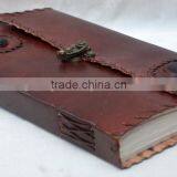 Handmade Vintage Dual Stone Embossed Leather Notebook With Clasp thumbnail-3
