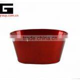 Zinc Oval Christmas Red Powder Coated Metal Flower Pot thumbnail-1