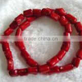 wholesale 7" 10mm red column natural coral stone stretch bracelets