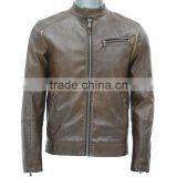 2014 Brown PU Leater Jacket Plus Size for Europe Man thumbnail-1