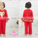 Hearts Printed Top & Pant Set Baby Clothing Set Red Valentine's Outfits Girl Valentine's Day thumbnail-2