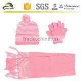 Knitted Women Winter Pink Hat and Scarf Set thumbnail-1