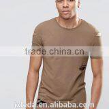 Men Longline Brown Distressing Blank Slim Fitted Muscle T-shirt Custom China Manufacturers thumbnail-1