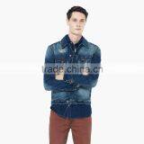 Top Fashion Blue Washed Ripped Denim Jacket Coat Men on Sale thumbnail-1