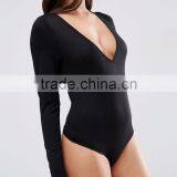 Wholesale Bodysuit With V Neck Long Sleeve And Thong Sexy Photo Women Tight Bodysuit Fitness Clothings thumbnail-4