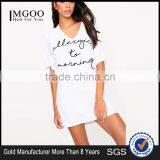 Custom Logo Design Women Nightie V Neck Rayon&Spandex Nightgown With Drop Sleeve Front Print T-Shirt Dress thumbnail-1