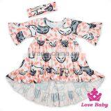 Yiwu Lovababy Kid Dress Short Front Long Behind With Same Fabric Bow Headband Latest Design Baby Frock thumbnail-6