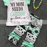 2016 New Spring Arrival Design Baby Girls Short Sleeves Aztec Pant Kids Fashion Outfits With Matching Accessories thumbnail-1