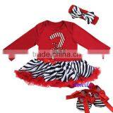 Baby Red Zebra Xmas Stick Long Sleeves Jumpsuit Bodysuit Pettiskirt Jumpsuit Headband Crib Shoes 3pcs NB-18M thumbnail-1
