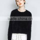 Lady Custom Plain Soft Fuzzy Mohair Fitted Sweater Pullover With High Quality thumbnail-3