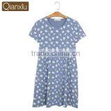 Perfect Qianxiu Summer Short Sleeve Daisy Dress Printed Girls Lounge Wear Night Skirt thumbnail-4
