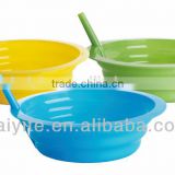 plastic bowl with straw,kids straw bowl