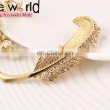 Fashion Gold Plated Rhinestone Crystal Feather Hair Clip Hairpin Barrette thumbnail-2