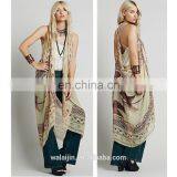Maxi Style Printed Sleeveless Cardigan for Woman thumbnail-2