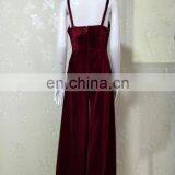 Women Dresses Spaghetti Strap Burgundy Velvet Modern Vintage Sexy Maxi Prom Party Dresses thumbnail-5
