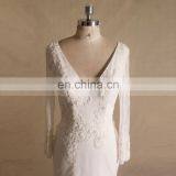 Elegant Long Sleeve V-Back Mermaid Lace Applique Wedding Dress thumbnail-2
