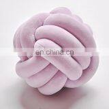 25X25CM Hot Sale Luxurious Chunky Knit Velvet Giant Knot Pillow In Cushion Baby Soft Ball Hollow Fiber Filled Three Tubes thumbnail-3
