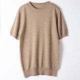 Men′s Crew Neck Short Sleeve Silk Cashmere Knitted T Shirt Pullover Sweater for Autumn thumbnail-4